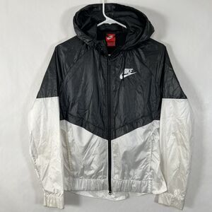 Nike Windrunner Jacket Womens Medium Black White Colorblock Shell Wind Breaker